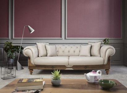 Brown and white Chesterfield sofa designer living room couch seating furniture new