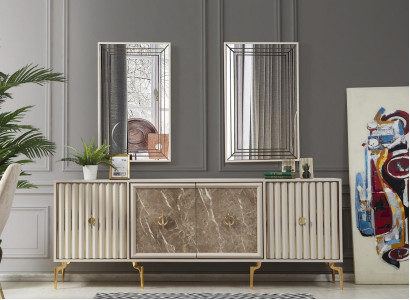 Modern Sideboard with 2x Mirrors Designer Luxury Living room Furniture Wood