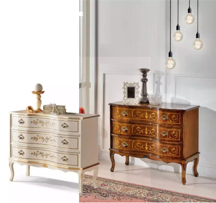 Classic Chest of drawers 3x drawers Real wood Design Living room Furniture