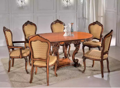 Set Dining table 4x Chairs 2x Armrest chairs EssTable group Wooden tables Tables