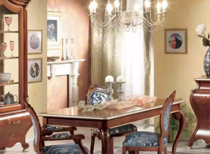 Classic r Dining room set luxury table 2x armrest chairs Wood Group 5 pieces