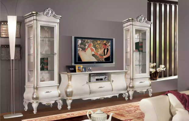 TV lowboard Luxurious Classic s white Wood new in the living room
