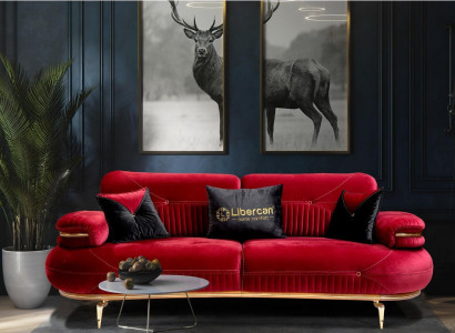 exclusive s 3-seater sofa fabric seat modern textile furniture red color new