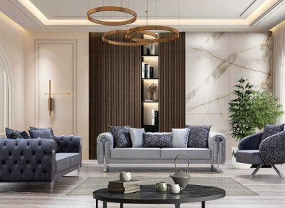 Modern comfortable living room furniture two three-seater sofas and 1 seater armchair