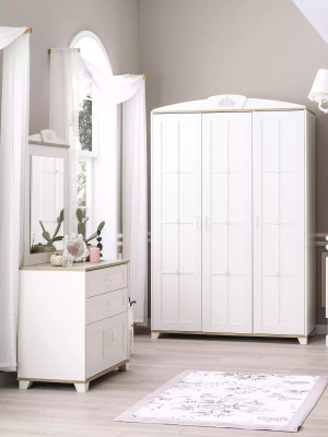 Design Wardrobe Wardrobe Wooden Cabinet Furniture Wood Luxury White 3 Door