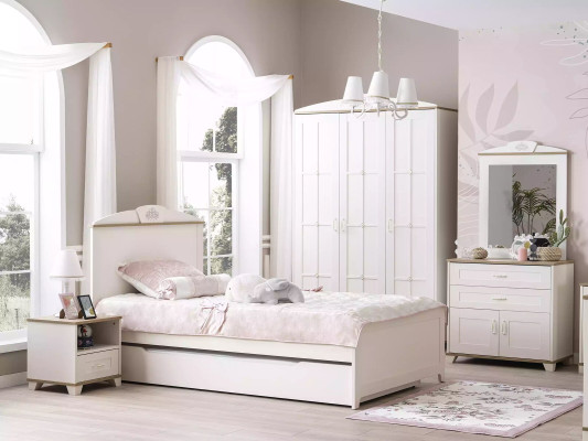 Wooden bed Functional bed Pull-out Childrens bed Bed 120 Wood White new