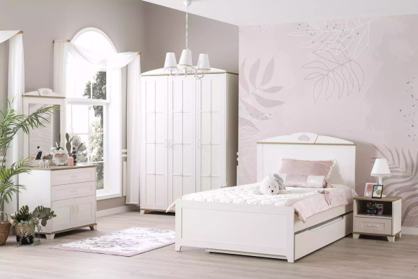 Wooden bed Functional bed Pull-out Childrens bed Bed 120 Wood White new