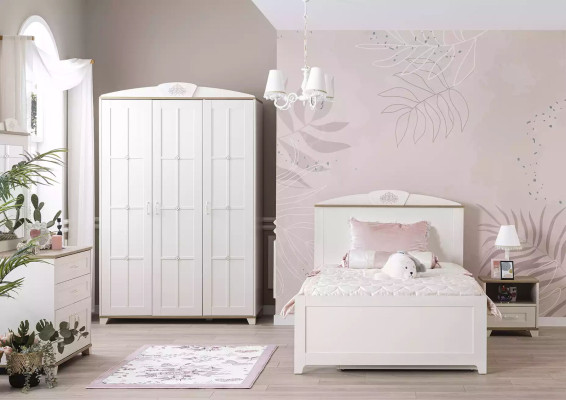 Wooden bed Functional bed Pull-out Childrens bed Bed 120 Wood White new