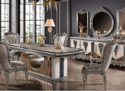 Gray Dining room Suite Classic Dining room Furniture Dining table Chest of drawers new