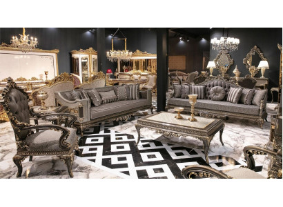 Classic Gray Chesterfield Sofa set 3+3+1 Seater Coffee table 4pcs