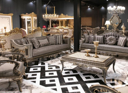 Classic Gray Chesterfield Sofa set 3+3+1 Seater Coffee table 4pcs