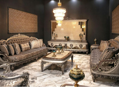 Luxurious sofa set 3+3 coffee table sofa couch modern gray set new
