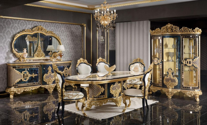 Stylish Classic Dining room Suite Dining table Chest of drawers Mirror Chairs