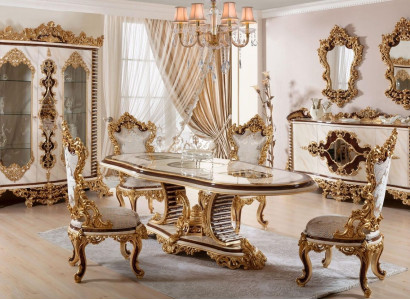 Luxurious Dining room Set Classic Dining set Wood Furniture style design