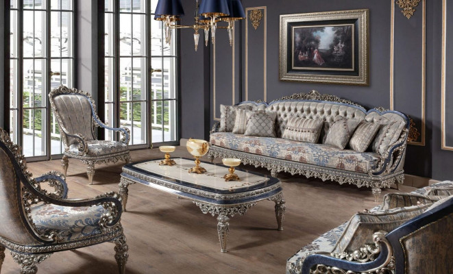 Chesterfield Seating group Sofa set 3+1+1 Seater Luxury Textile Couches