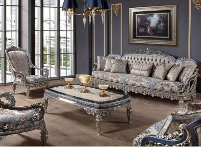 Chesterfield Seating group Sofa set 3+1+1 Seater Luxury Textile Couches