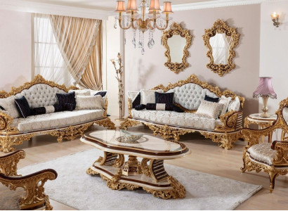 Classic White Chesterfield Sofa set 3+3+1 Seater Coffee table 4pcs