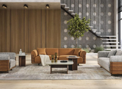 Sofa set Complete e Couch set Upholstered sofa Brown Fabric fabric sofa