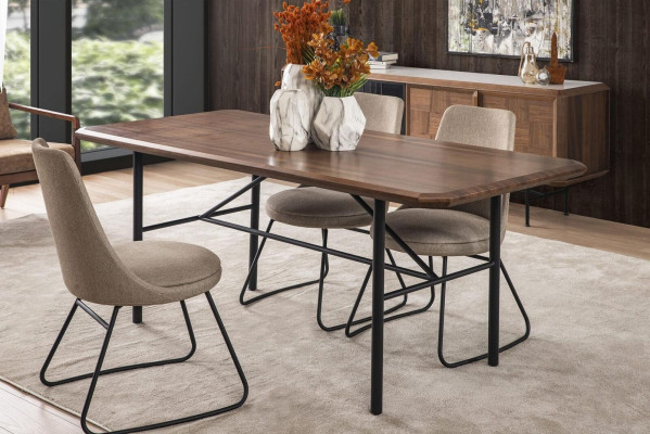 Dining corner Dining set Dining table Set 8 pieces Dining room Brown Wood Stylish