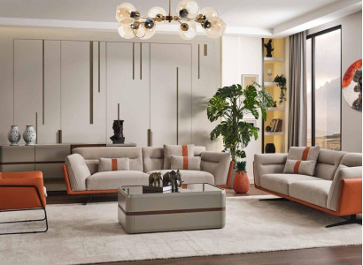 Couch set sofa set Complete e upholstered sofa orange fabric sofa