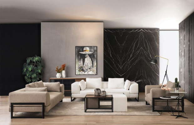 Sofa set Complete e upholstered sofa couch set Gray Fabric fabric sofa