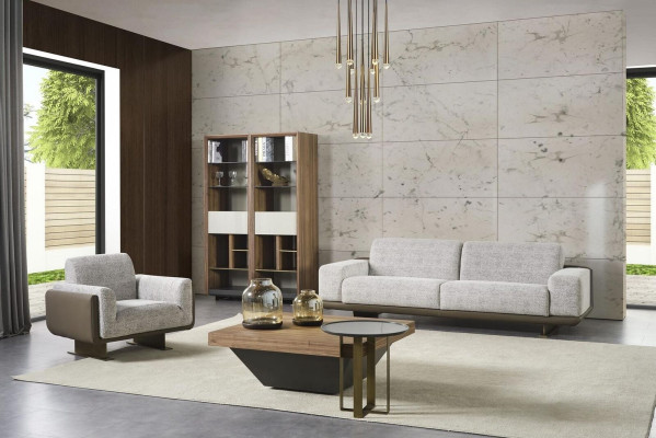 Sofa set three-seater single-seater upholstered sofa gray Group Sofa Design
