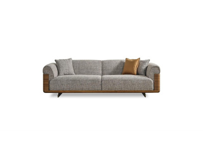 Three Seater Sofa 3 Seater Upholstered Sofa Gray Fabric Polyester Couch Modern