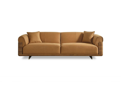 Sofa Three Seater 3 Seater Upholstered Sofa Brown Fabric Polyester Couch Modern