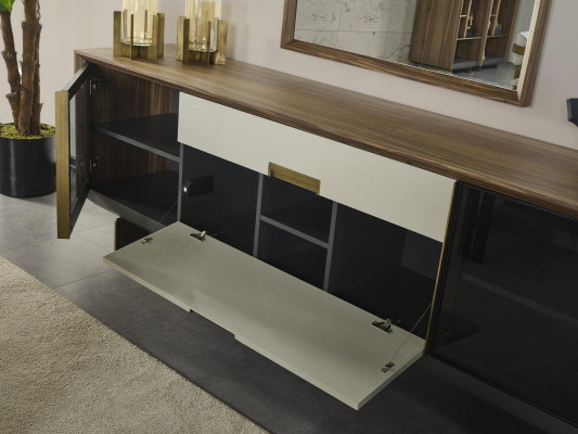 Sideboard Sideboard with Mirror Chest of drawers Wood Multicolored Dining room Set