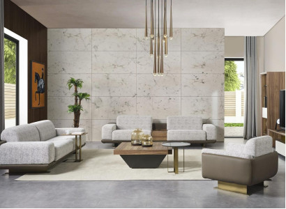 Group Couchen Complete e upholstered sofa gray fabric sofa sofa set 3 pieces