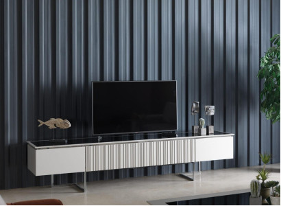 Stylish TV cabinet lowboard TV stand wall unit sideboard wardrobe wood white