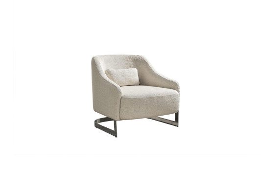 Modern Armchair Wing Chair Seater Polyester White Fabric Living room