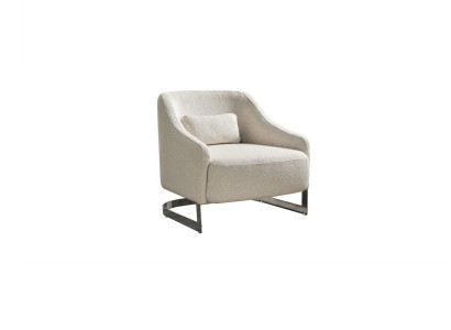 Modern Armchair Wing Chair Seater Polyester White Fabric Living room