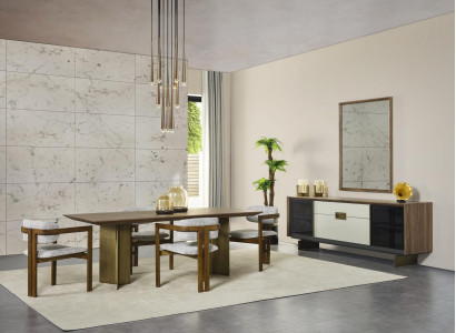 Dining corner Dining set Suite Dining table Set 9pcs Dining room Brown Wood new