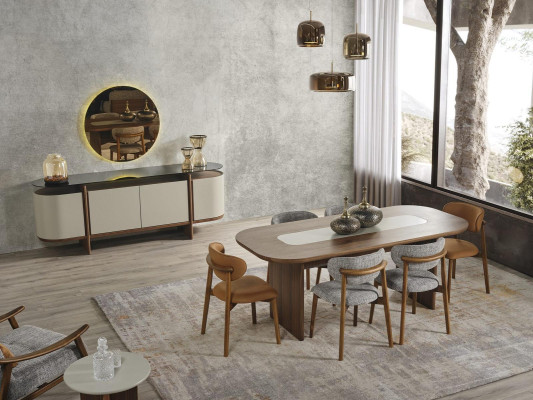 Dining set Suite Dining table Set 9pcs Dining room Brown Wood new
