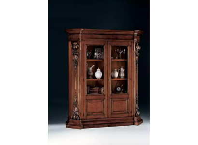 Solid wood Brown Bookshelf Living room Furniture Brown Luxury Wardrobe