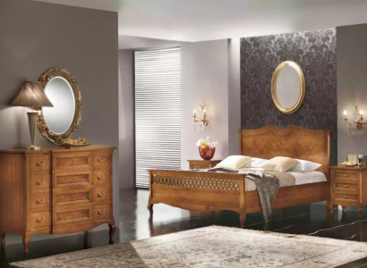 Bed 2x Bedside tables Chest of drawers 5 pieces. Set Bedroom Italian Furniture