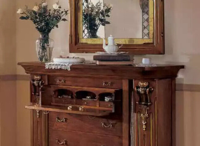 Bedroom Chest of drawers with Mirror Classic Furniture 2 pcs Bed Wardrobe