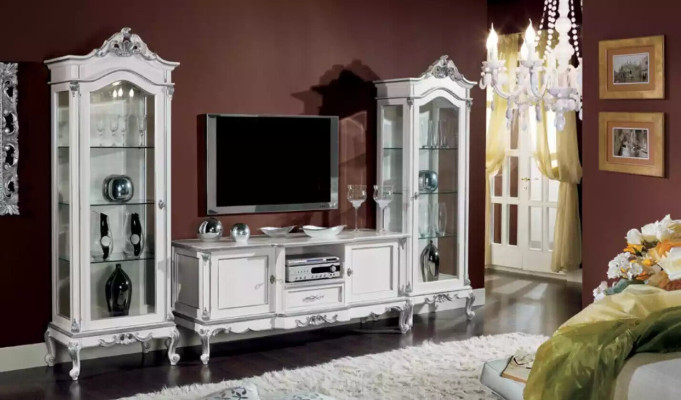 Living room Set Wall shelf TV lowboard Wall unit 2x Display case Design 3tlg.new
