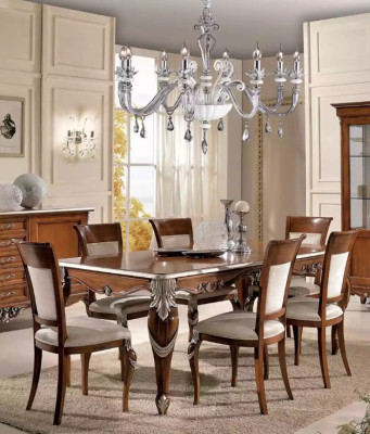 Classic Set Dining table + 6x Chairs Suite Tables Dining room Group new