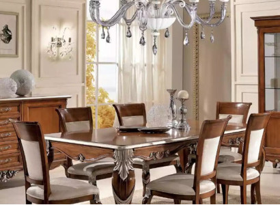 Classic Set Dining table + 6x Chairs Suite Tables Dining room Group new