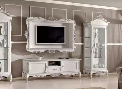 Wall unit Lowboard 2x Display case TV frame set 4 pieces. Classic style white