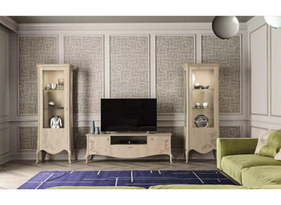 Living room TV-cabinet Display case Sideboard Shelf Luxury Living Room Beige Set 3-piece.