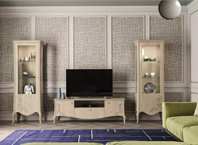 Living room TV-cabinet Display case Sideboard Shelf Luxury Living Room Beige Set 3-piece.