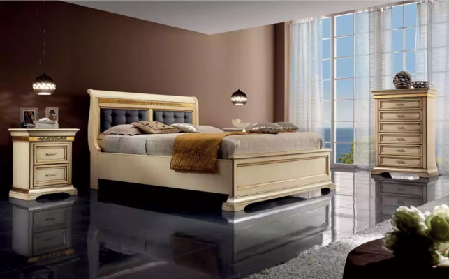 Bed 2x Bedside tables 3 pieces. Bedroom Set Designer Luxury Complete Sets
