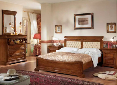Bed Bed 2x Bedside tables Wood Design Beds Bedroom 5 pcs. sets