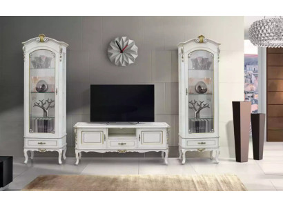 Set 3 pieces Wall unit TV lowboard 2x Display case Italian style furniture white