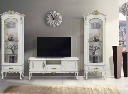 Set 3 pieces Wall unit TV lowboard 2x Display case Italian style furniture white