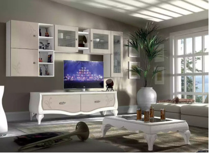 Wall unit Living room Luxury Set Display case Lowboard Wall shelf TV 5 pcs. new