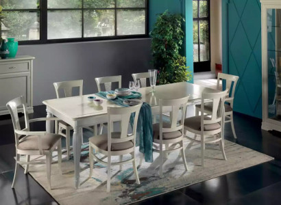 Complete Set Dining table 8x Chairs Luxury Dining room Suite White Italy